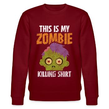 Zombieapokalypse Zombie-Jäger Pandemie Epidemie - Stanley/Stella Unisex Bio-Sweatshirt CHANGER  - Burgunderrot - Vorne - Nik (191cm) & Marisol (170cm)
