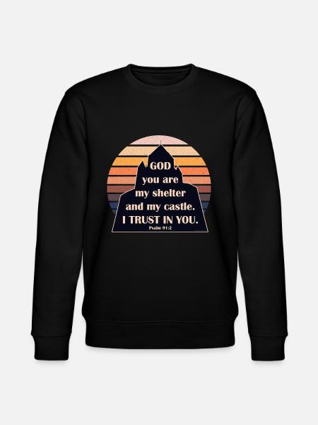 Psalm 91:2 Trust God the shelter and castle Sunset - Stanley/Stella CHANGER Unisex Organic Sweatshirt - black