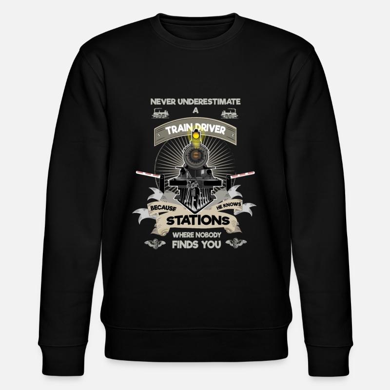 Never underestimate a train driver - Stanley/Stella Unisex Bio-Sweatshirt CHANGER  - Schwarz