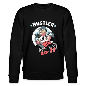 Papa Vater Familie Hustler Geschenkidee - Stanley/Stella Unisex Bio-Sweatshirt CHANGER  - Schwarz - Vorne - Nik (191cm) & Marisol (170cm)