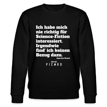 Star Trek Picard Witziges Zitat Jean-Luc Picard - Stanley/Stella Unisex Bio-Sweatshirt CHANGER  - Schwarz - Vorne - Nik (191cm) & Marisol (170cm)