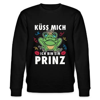 Karneval Küss Mich Ich Bin Ein Prinz Kostümidee - Stanley/Stella Unisex Bio-Sweatshirt CHANGER  - Schwarz - Vorne - Nik (191cm) & Marisol (170cm)