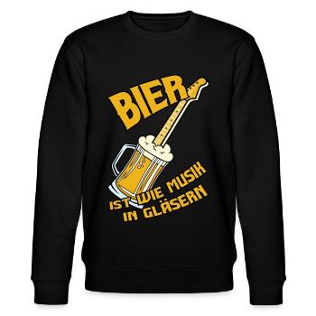 Bier ist wie Musik in Gläsern - Stanley/Stella Unisex Bio-Sweatshirt CHANGER  - Schwarz - Vorne - Nik (191cm) & Marisol (170cm)