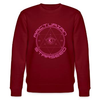Arcturian Starseed 11:11 - Stanley/Stella Unisex Bio-Sweatshirt CHANGER  - Burgunderrot - Vorne - Nik (191cm) & Marisol (170cm)