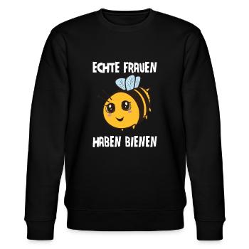 Imker Imkerin Bienen - Stanley/Stella Unisex Bio-Sweatshirt CHANGER  - Schwarz - Vorne - Nik (191cm) & Marisol (170cm)