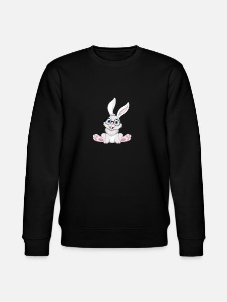 Sjov kanin cool nørd kanin med briller - Stanley/Stella økologisk unisex-sweatshirt CHANGER  - sort