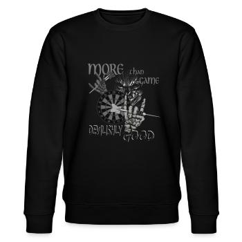 Dart Design devilishly good, Dart devilishly good, - Stanley/Stella CHANGER Unisex Organic Sweatshirt - black - Front - Nik (191cm) & Marisol (170cm)
