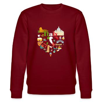 Italien Fans Geschenk - Stanley/Stella Unisex Bio-Sweatshirt CHANGER  - Burgunderrot - Vorne - Nik (191cm) & Marisol (170cm)