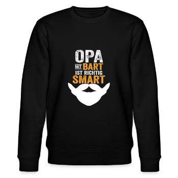 Opa mit Bart ist richtig Smart Geschenk Bartträger - Stanley/Stella Unisex Bio-Sweatshirt CHANGER  - Schwarz - Vorne - Nik (191cm) & Marisol (170cm)