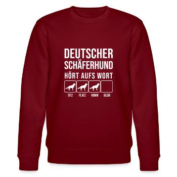 Deutscher Schäferhund - Hört aufs Wort - lustig - Stanley/Stella Unisex Bio-Sweatshirt CHANGER  - Burgunderrot - Vorne - Nik (191cm) & Marisol (170cm)