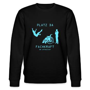Platz da Fachkraft am Arbeiten retro Geschenkidee - Stanley/Stella Unisex Bio-Sweatshirt CHANGER  - Schwarz - Vorne - Nik (191cm) & Marisol (170cm)