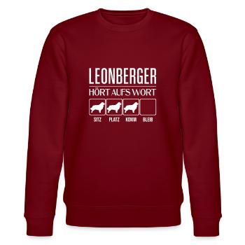 Leonberger - Hört aufs Wort - lustige, Hunde - Stanley/Stella Unisex Bio-Sweatshirt CHANGER  - Burgunderrot - Vorne - Nik (191cm) & Marisol (170cm)