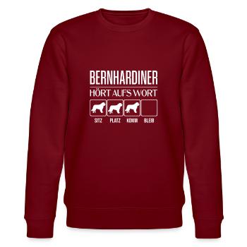 Bernhardiner - Hört aufs Wort - lustig, Geschenk - Stanley/Stella Unisex Bio-Sweatshirt CHANGER  - Burgunderrot - Vorne - Nik (191cm) & Marisol (170cm)
