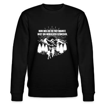 Nur wo du zu Fuß warst | Wandern Geschenkidee - Stanley/Stella Unisex Bio-Sweatshirt CHANGER  - Schwarz - Vorne - Nik (191cm) & Marisol (170cm)