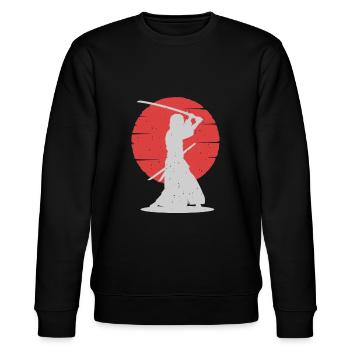 Japanese warrior symbol culture Samurai Sensei K - Stanley/Stella CHANGER Unisex Organic Sweatshirt - black - Front - Nik (191cm) & Marisol (170cm)