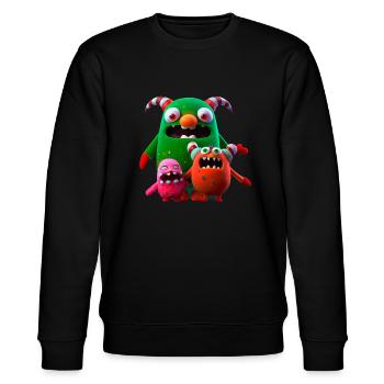 Weihnachtliche bunte Monster Familie - Stanley/Stella Unisex Bio-Sweatshirt CHANGER  - Schwarz - Vorne - Nik (191cm) & Marisol (170cm)