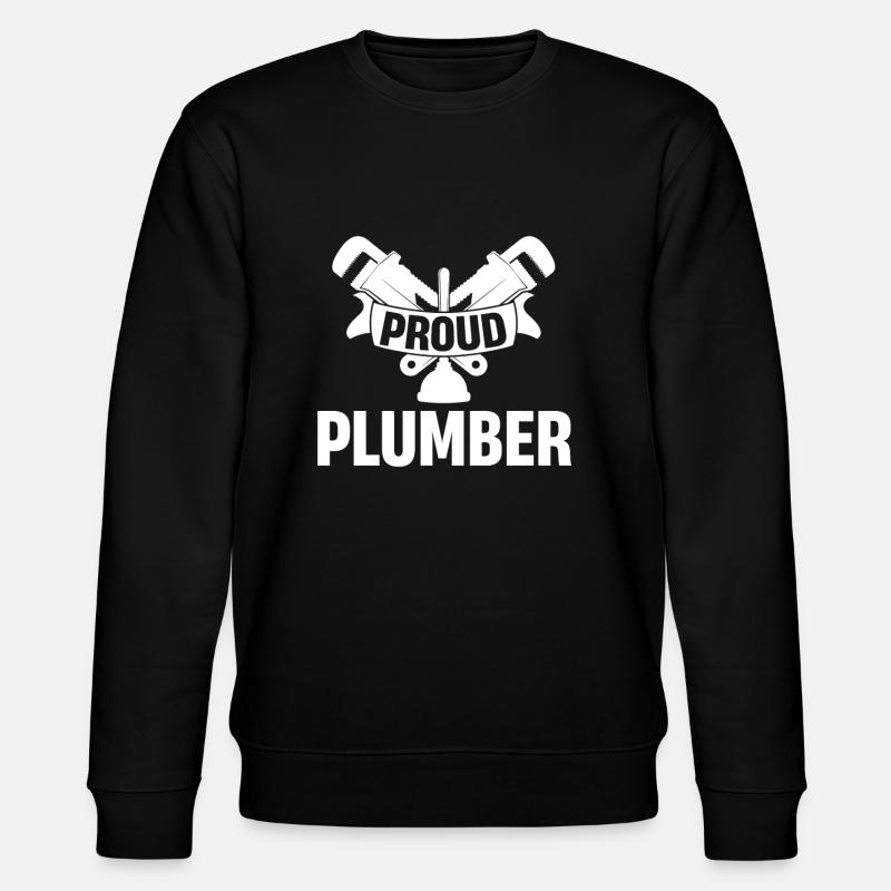 Proud plumber, funny pipefitter, - Stanley/Stella CHANGER Unisex Organic Sweatshirt - black
