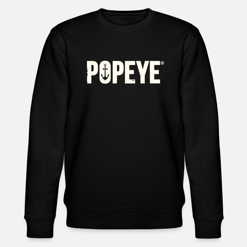 Popeye White Title - Stanley/Stella CHANGER Unisex Organic Sweatshirt - black