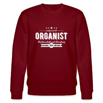 Organist Orgelspieler Orgel Pfeifenorgel Geschenk - Stanley/Stella Unisex Bio-Sweatshirt CHANGER  - Burgunderrot - Vorne - Nik (191cm) & Marisol (170cm)