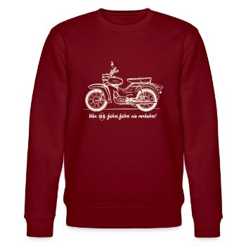 Simson Star - Wer IFA fährt, fährt nier verkehrt! - Stanley/Stella Unisex Bio-Sweatshirt CHANGER  - Burgunderrot - Vorne - Nik (191cm) & Marisol (170cm)