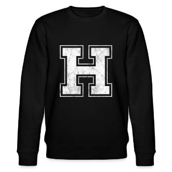 Buchstabe H - Stanley/Stella Unisex Bio-Sweatshirt CHANGER  - Schwarz - Vorne - Nik (191cm) & Marisol (170cm)