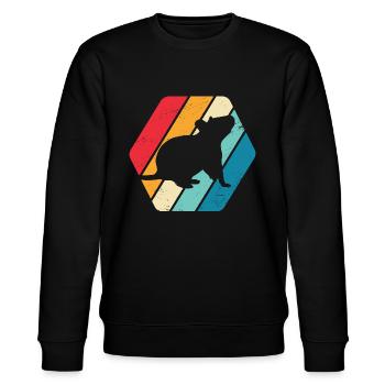 Maus Ratte Nager Nagetier Tier Natur Retro - Stanley/Stella Unisex Bio-Sweatshirt CHANGER  - Schwarz - Vorne - Nik (191cm) & Marisol (170cm)