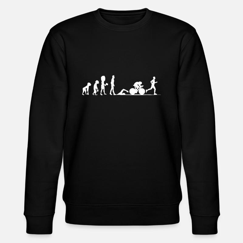 Triathlon Evolution Triathlet Radfahrer Geschenk - Stanley/Stella Unisex Bio-Sweatshirt CHANGER  - Schwarz