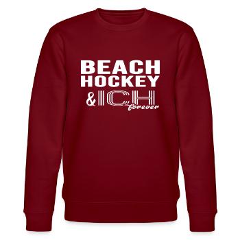 Beachhockey Strandhockey - Stanley/Stella Unisex Bio-Sweatshirt CHANGER  - Burgunderrot - Vorne - Nik (191cm) & Marisol (170cm)