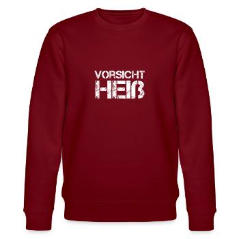 vorsicht heiss - Stanley/Stella Unisex Bio-Sweatshirt CHANGER  - Burgunderrot - Vorne - Nik (191cm) & Marisol (170cm)
