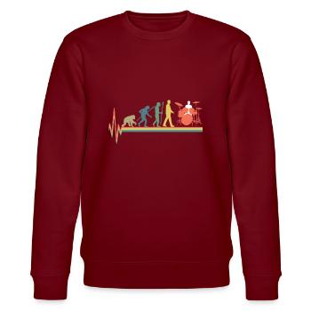 Evolution Drummer Schlagzeug Retro Bunt - Stanley/Stella Unisex Bio-Sweatshirt CHANGER  - Burgunderrot - Vorne - Nik (191cm) & Marisol (170cm)