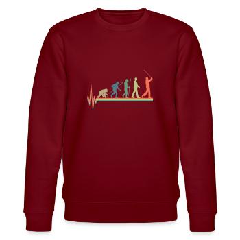 Retro Golf Golfer Golfplatz Golfspieler Herzschlag - Stanley/Stella Unisex Bio-Sweatshirt CHANGER  - Burgunderrot - Vorne - Nik (191cm) & Marisol (170cm)