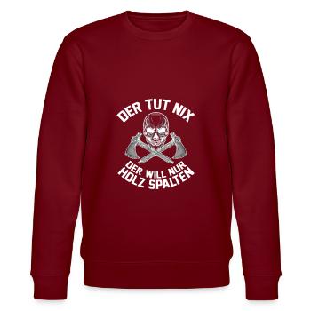 Der tut nix der will nur Holz spalten - Stanley/Stella Unisex Bio-Sweatshirt CHANGER  - Burgunderrot - Vorne - Nik (191cm) & Marisol (170cm)