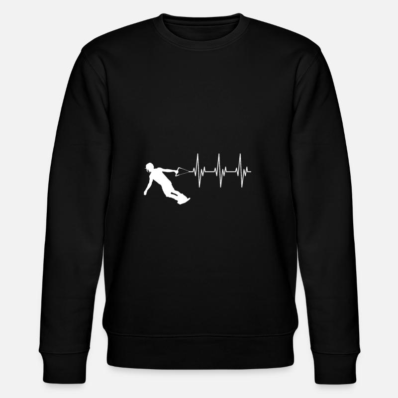 Wakeboard Heartbeat Gift - Stanley/Stella CHANGER Unisex Organic Sweatshirt - black