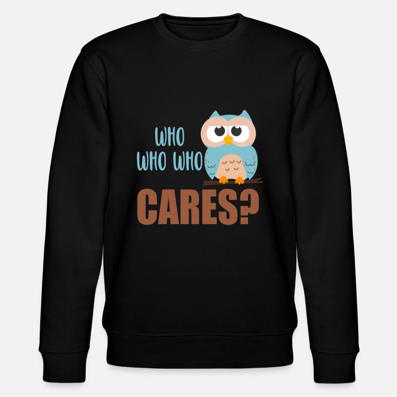 Who cares Eule Uhu Kauz - Stanley/Stella Unisex Bio-Sweatshirt CHANGER  - Schwarz
