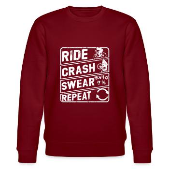 Bike Crash Swear Repeat - Stanley/Stella CHANGER Unisex Organic Sweatshirt - burgundy - Front - Nik (191cm) & Marisol (170cm)