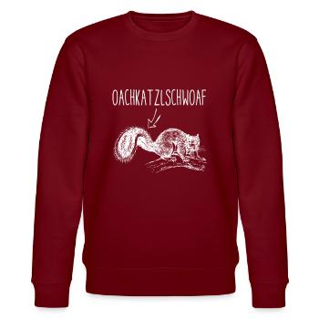 Oachkatzlschwoaf - Stanley/Stella Unisex Bio-Sweatshirt CHANGER  - Burgunderrot - Vorne - Nik (191cm) & Marisol (170cm)