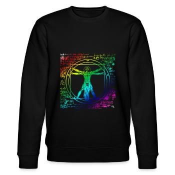 Gay Pride Leonardo Da Vinci Vitruvian Rainbow - Sweat bio CHANGER Stanley/Stella Unisexe - noir - Devant - Nik (191cm) & Marisol (170cm)
