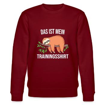 Faultier Gym Fitness Das ist mein Trainingsshirt - Stanley/Stella Unisex Bio-Sweatshirt CHANGER  - Burgunderrot - Vorne - Nik (191cm) & Marisol (170cm)