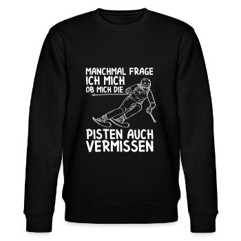 Skifahrer Skifahren vermissen Ski Spruch Geschenk - Stanley/Stella Unisex Bio-Sweatshirt CHANGER  - Schwarz - Vorne - Nik (191cm) & Marisol (170cm)