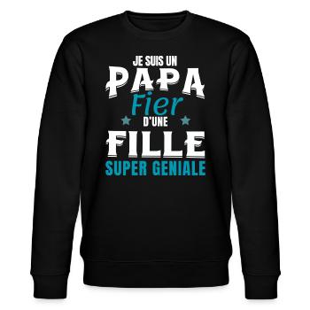 Ich bin stolzer Vater einer super tollen Tochter - Stanley/Stella Unisex Bio-Sweatshirt CHANGER  - Schwarz - Vorne - Nik (191cm) & Marisol (170cm)