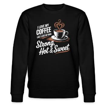 Coffee Love : Chaud, Fort & Doux - Chemise Barista - Sweat bio CHANGER Stanley/Stella Unisexe - noir - Devant - Nik (191cm) & Marisol (170cm)