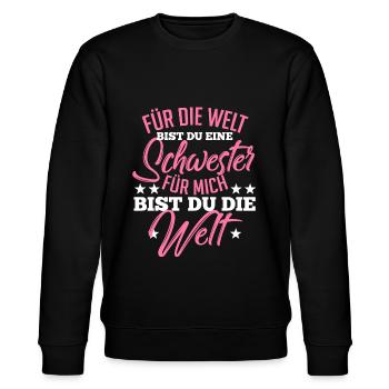 Schwester Geschenk zu Weihnachten - Stanley/Stella Unisex Bio-Sweatshirt CHANGER  - Schwarz - Vorne - Nik (191cm) & Marisol (170cm)