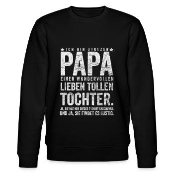 Stolzer Papa einer wundervollen Tochter - Stanley/Stella Unisex Bio-Sweatshirt CHANGER  - Schwarz - Vorne - Nik (191cm) & Marisol (170cm)