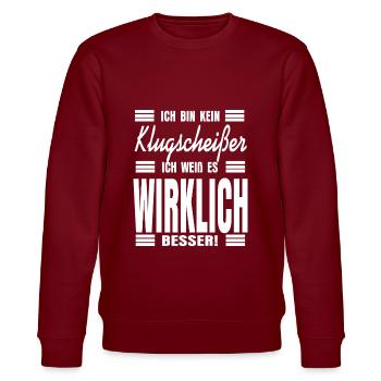 Besserwisser Universität Klassenbester - Stanley/Stella Unisex Bio-Sweatshirt CHANGER  - Burgunderrot - Vorne - Nik (191cm) & Marisol (170cm)