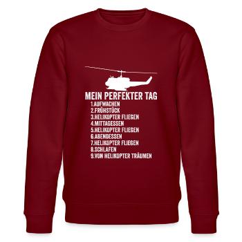Helikopter Luftfahrt - Stanley/Stella Unisex Bio-Sweatshirt CHANGER  - Burgunderrot - Vorne - Nik (191cm) & Marisol (170cm)