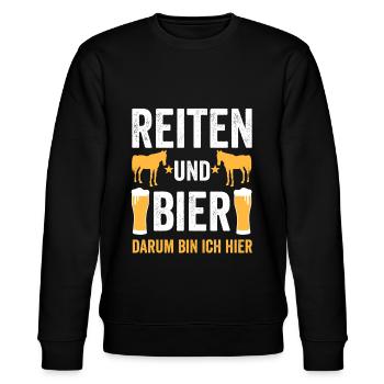 Reiten Bier Pferd - Stanley/Stella Unisex Bio-Sweatshirt CHANGER  - Schwarz - Vorne - Nik (191cm) & Marisol (170cm)