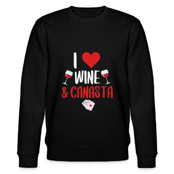 i love wine and canasta - Stanley/Stella Unisex Bio-Sweatshirt CHANGER  - Schwarz - Vorne - Nik (191cm) & Marisol (170cm)