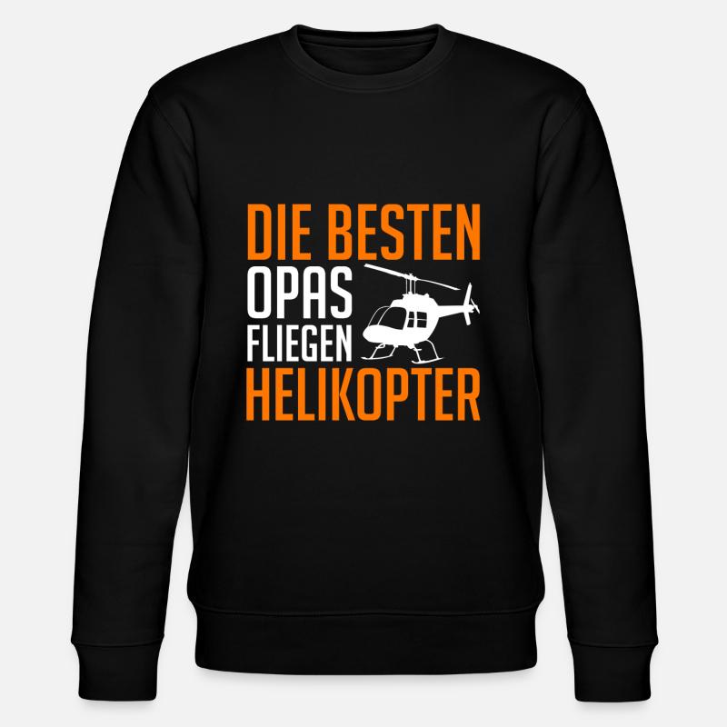 Helikopter Opa Heli Großvater Hubschrauber - Stanley/Stella Unisex Bio-Sweatshirt CHANGER  - Schwarz