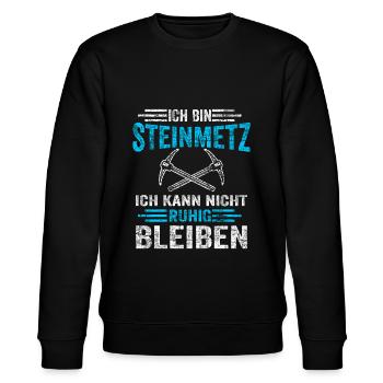 Ich bin Steinmetz - Stanley/Stella Unisex Bio-Sweatshirt CHANGER  - Schwarz - Vorne - Nik (191cm) & Marisol (170cm)