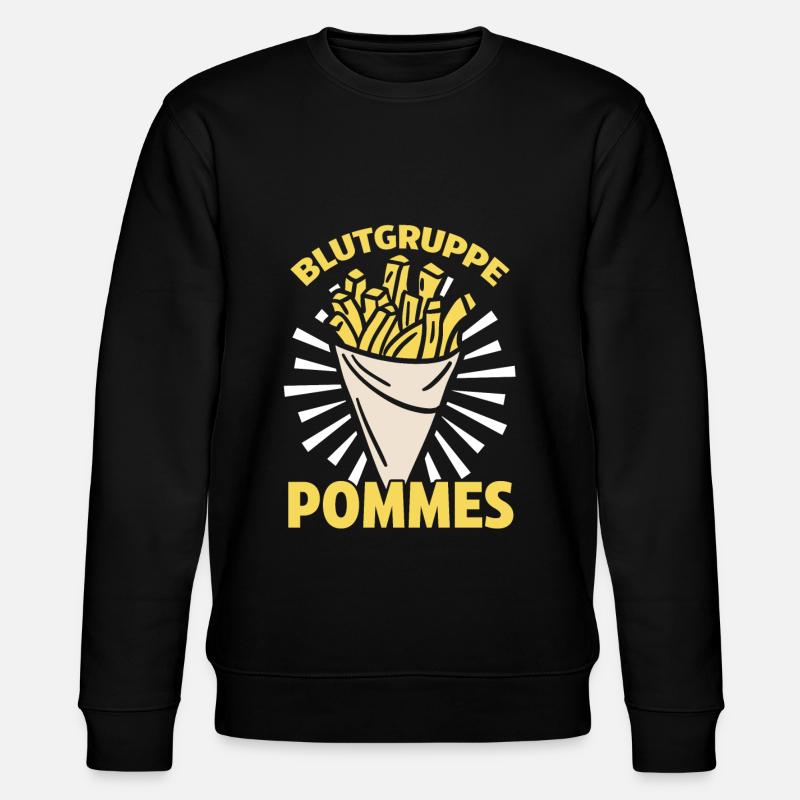 Blutgruppe Pommes - Stanley/Stella Unisex Bio-Sweatshirt CHANGER  - Schwarz